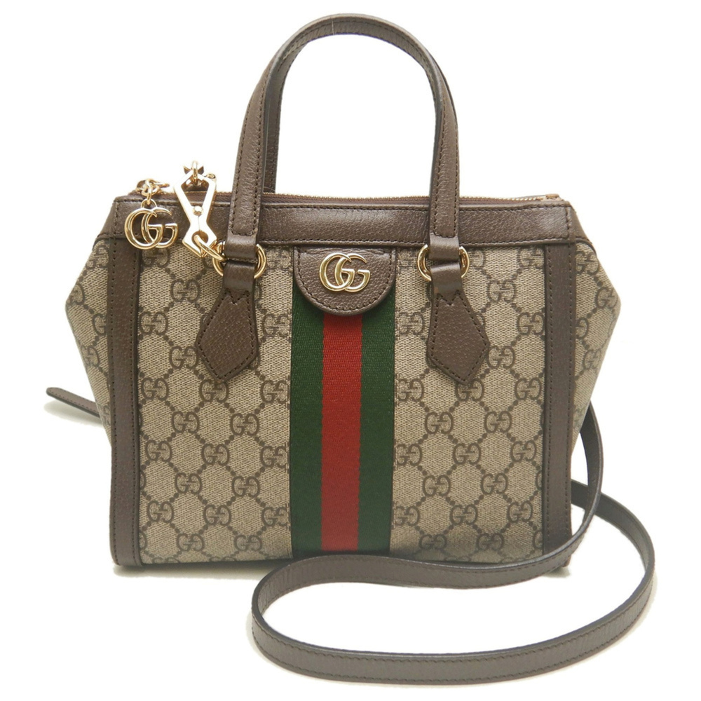 GUCCI Small Tote Bag 547551, GG Supreme x Leather, Beige/Brown, Women's, Item...